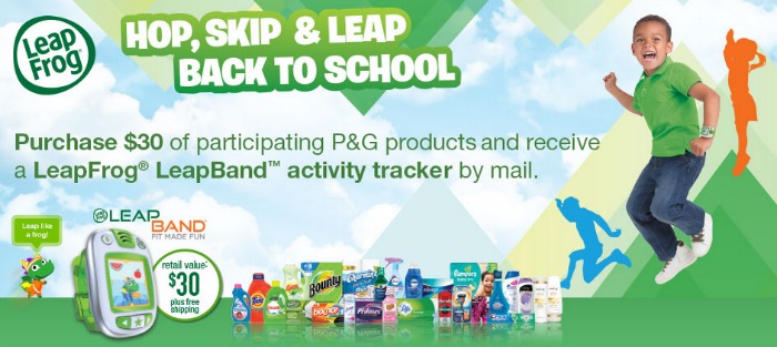 Get a free LeapFrog LeapBand with purchase of $30 or more in P&G products.